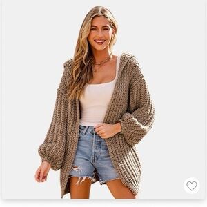 Cupshe Chunky Knit Cardigan - Brown